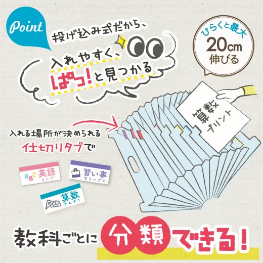 ぽい分けボックスファイル 13ポケット リビガク | ソニック | 文具