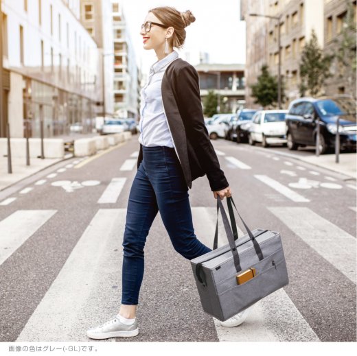 （まとめ） ソニック フタ付キャビネットバッグ A4 ユートリム ネイビー〔×2セット〕